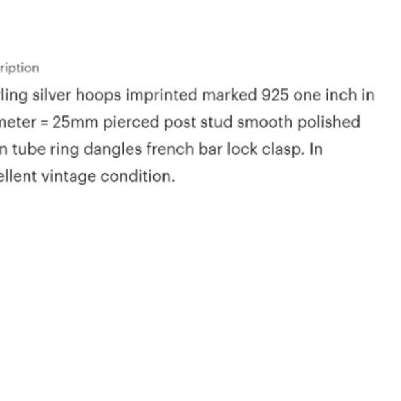 Sterling Silver Hoops Marked 925 Pierced Large Round Tube 1 Inch 25mm - Picture 2 of 7